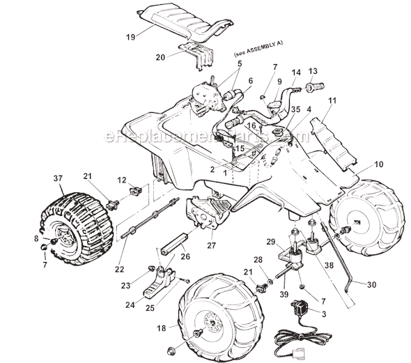 Page A Diagram and Parts List for 76091-83650 1987 Power Wheels Ride-On Motorcyles